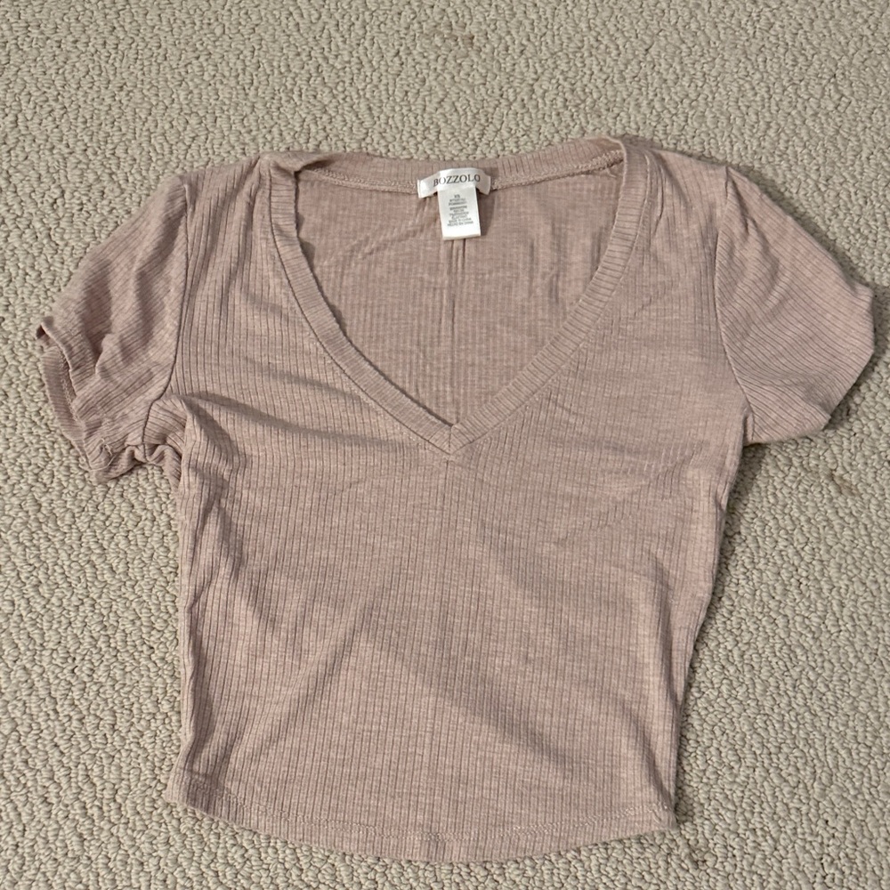 Bozzolo Women's Short Sleeve V-Neck Top - Dusty Light Pink